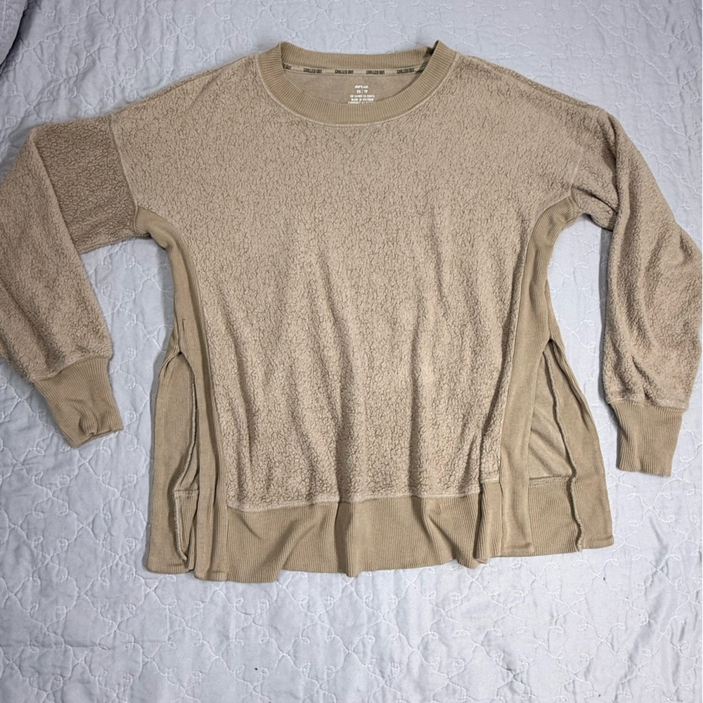 aerie Beige/Tan Cozy Textured Pullover Sweater